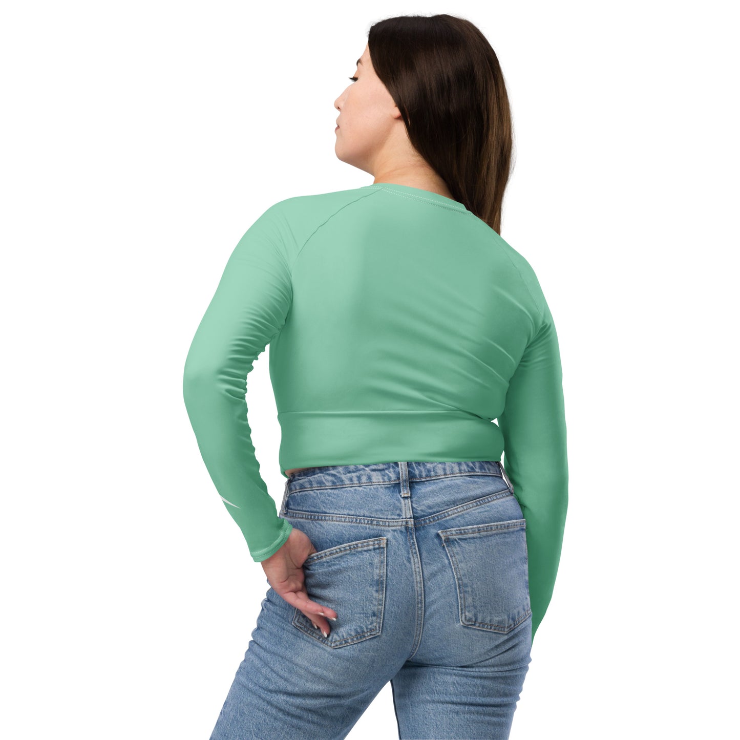 Motivation Over Everything long-sleeve crop top