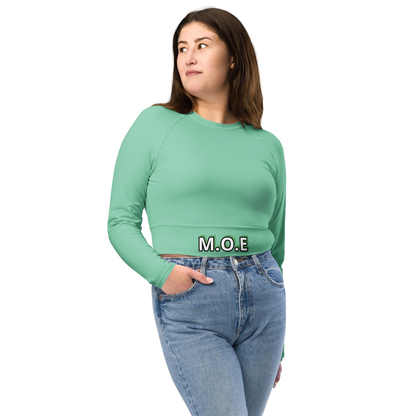 Motivation Over Everything long-sleeve crop top